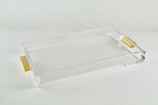 Lucite Tray w/Gold Handle Large