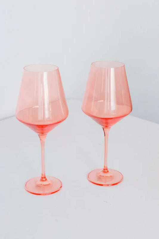 Coral Stemmed Wine S/2