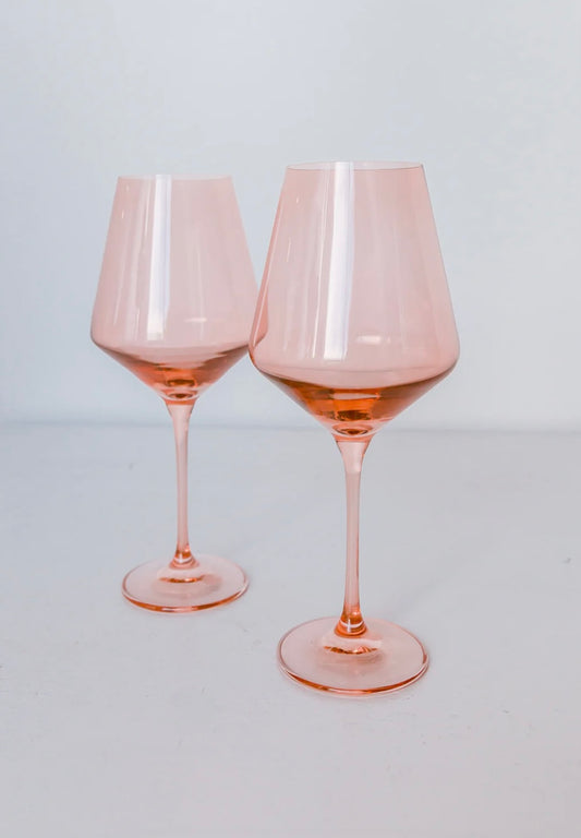 Blush Stemmed Wine S/2