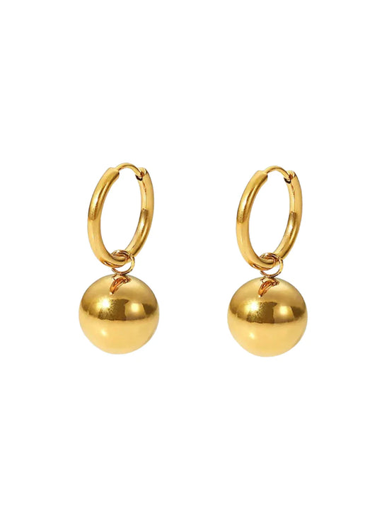 Gold Ball Huggie Hoops