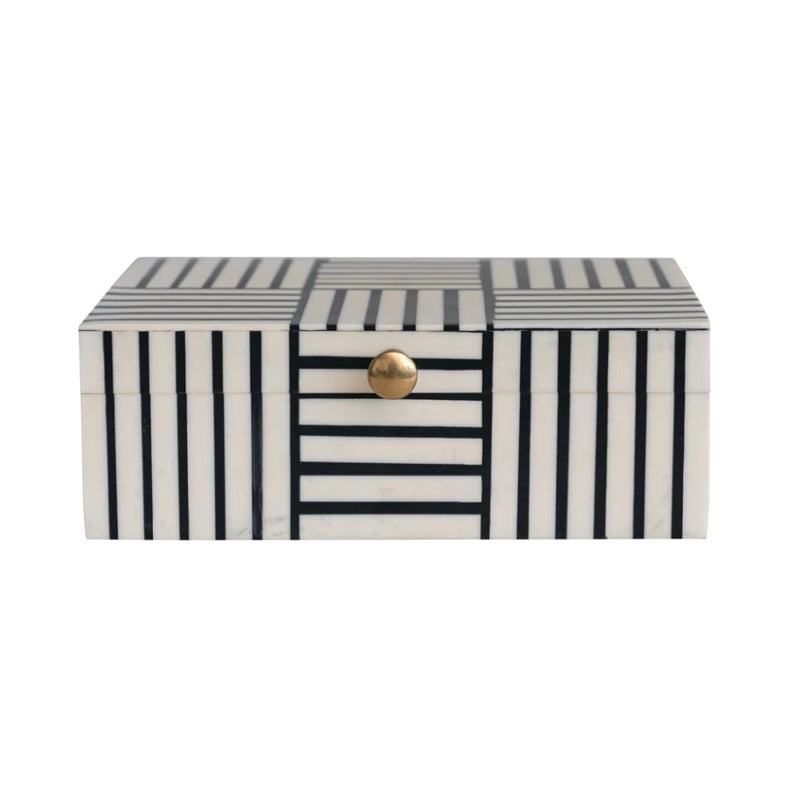 Striped Resin Box w gold knob