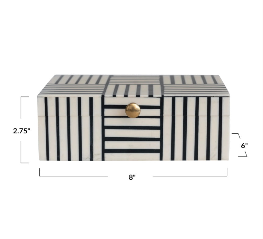 Striped Resin Box w gold knob