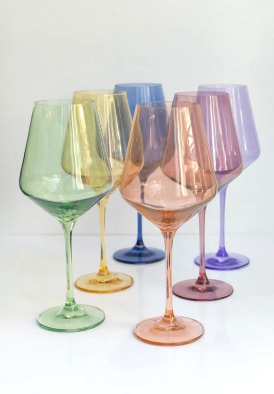 Pastel Stemmed Wine S/6